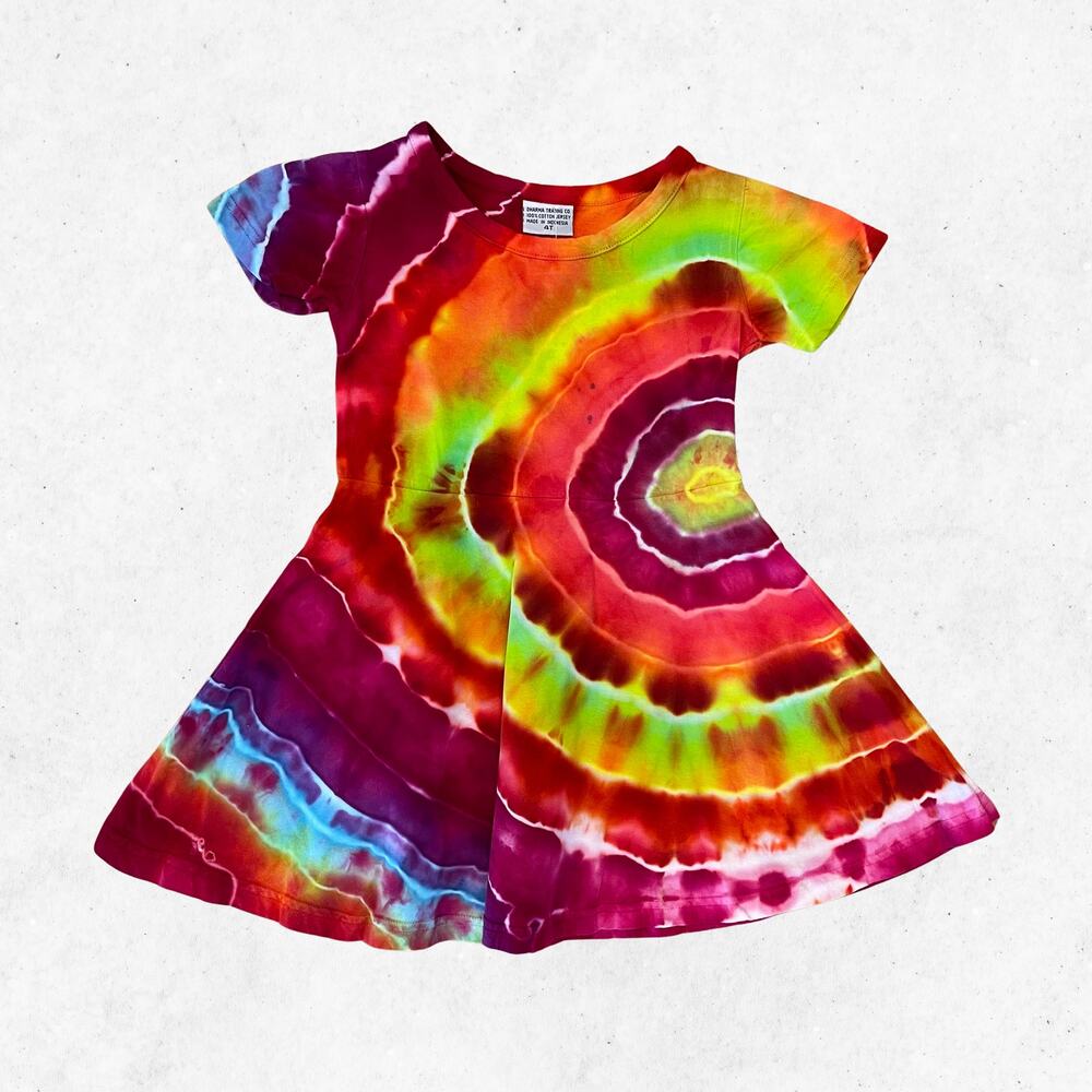 Girls Ice Dyed Skater Dress - Geode Unique Hand-dyed (Toddler/Kid's Size 4T)